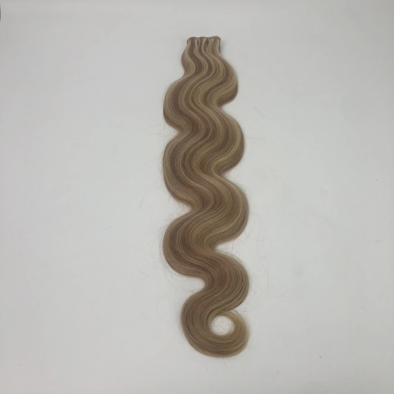 EMEDA Double Drawn Brown Highlight Blonde Virgin Hair Extensions Genius Weft Body Wavy HJ060